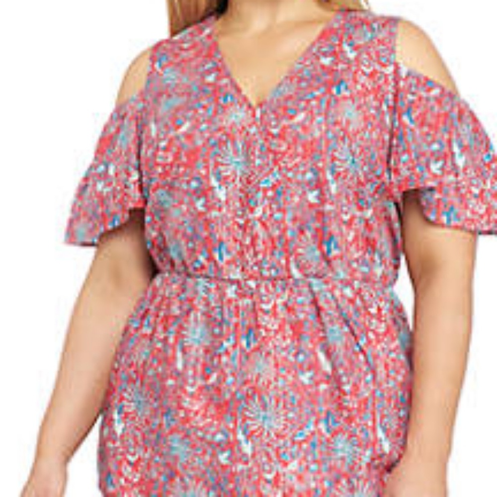 Lucky Brand cotton cold shoulder top sz 3X NWT *A